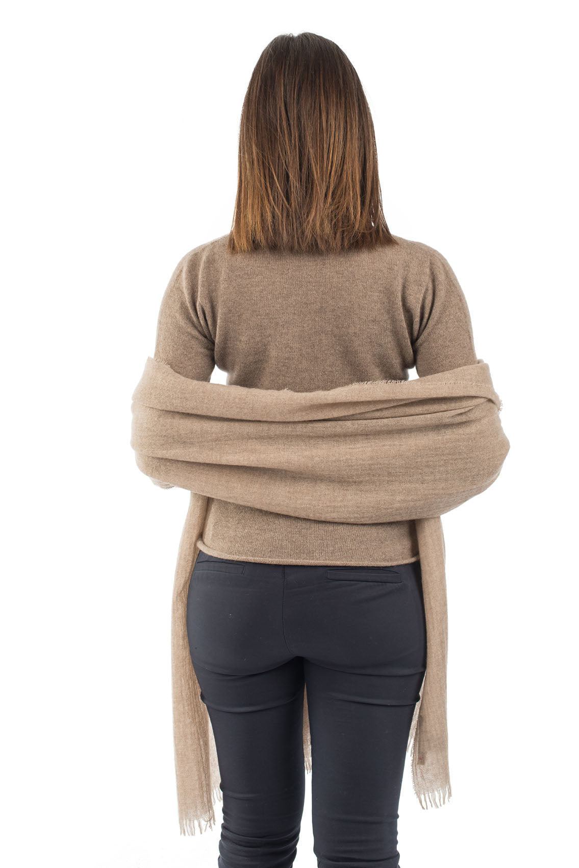 Women's 100% cashmere pashmina, colour Mink, view 4 | Dalle Piane Cashmere