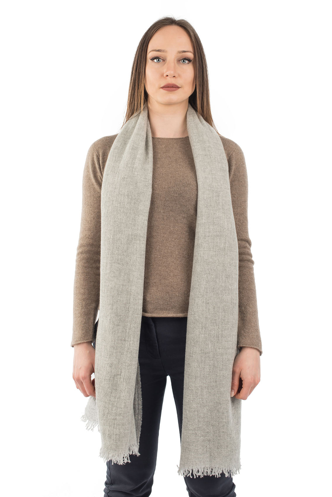 Women's 100% cashmere pashmina, colour Grey | Dalle Piane Cashmere