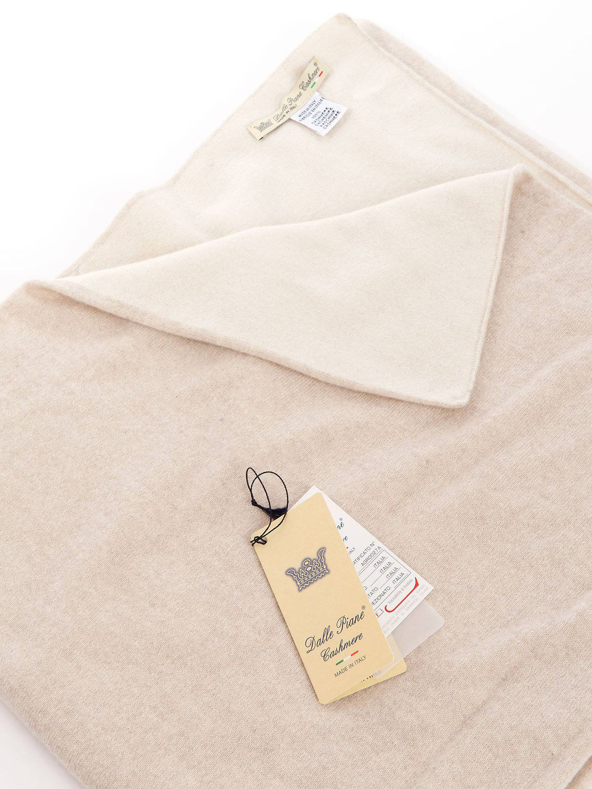 Two-tone 100% cashmere baby blanket, colour Beige, view 4 | Dalle Piane Cashmere