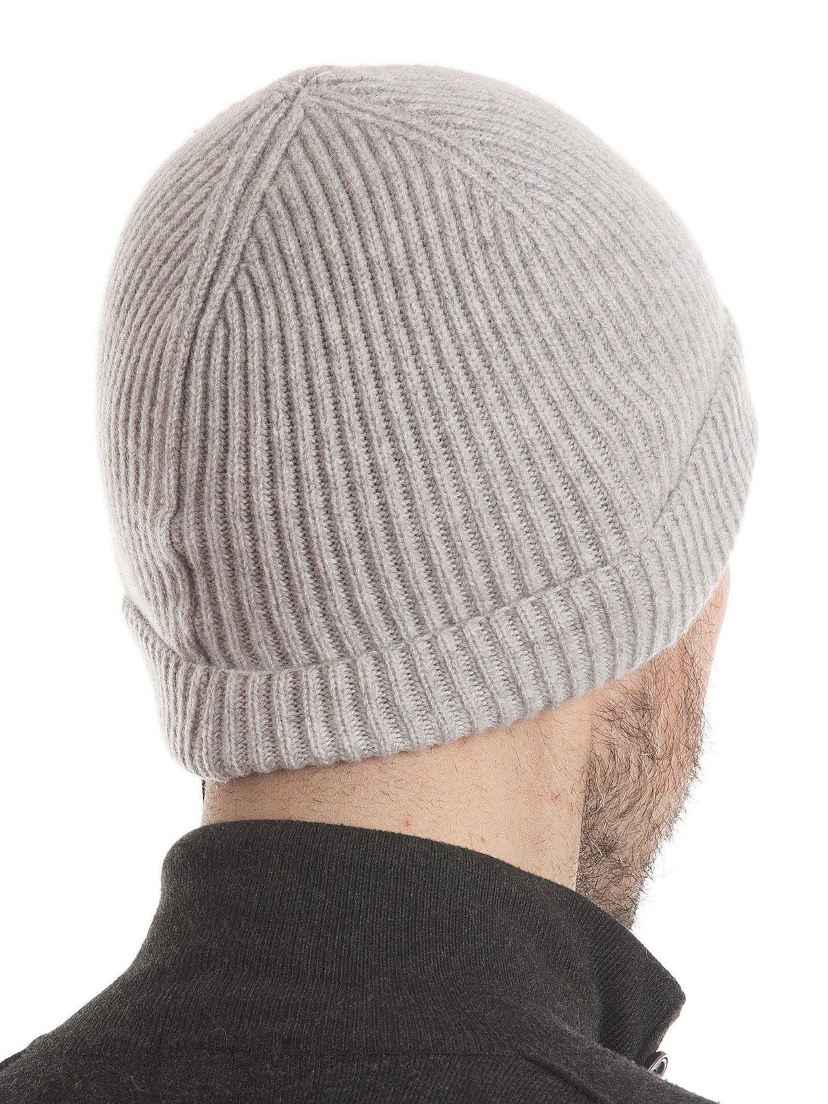 Men's fisherman's rib 100% cashmere beanie, colour Grey | Dalle Piane Cashmere