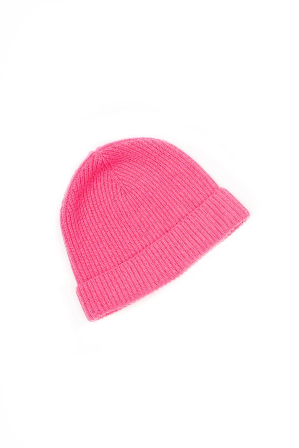 Men's fisherman's rib 100% cashmere beanie, colour Fuchsia, view 2 | Dalle Piane Cashmere