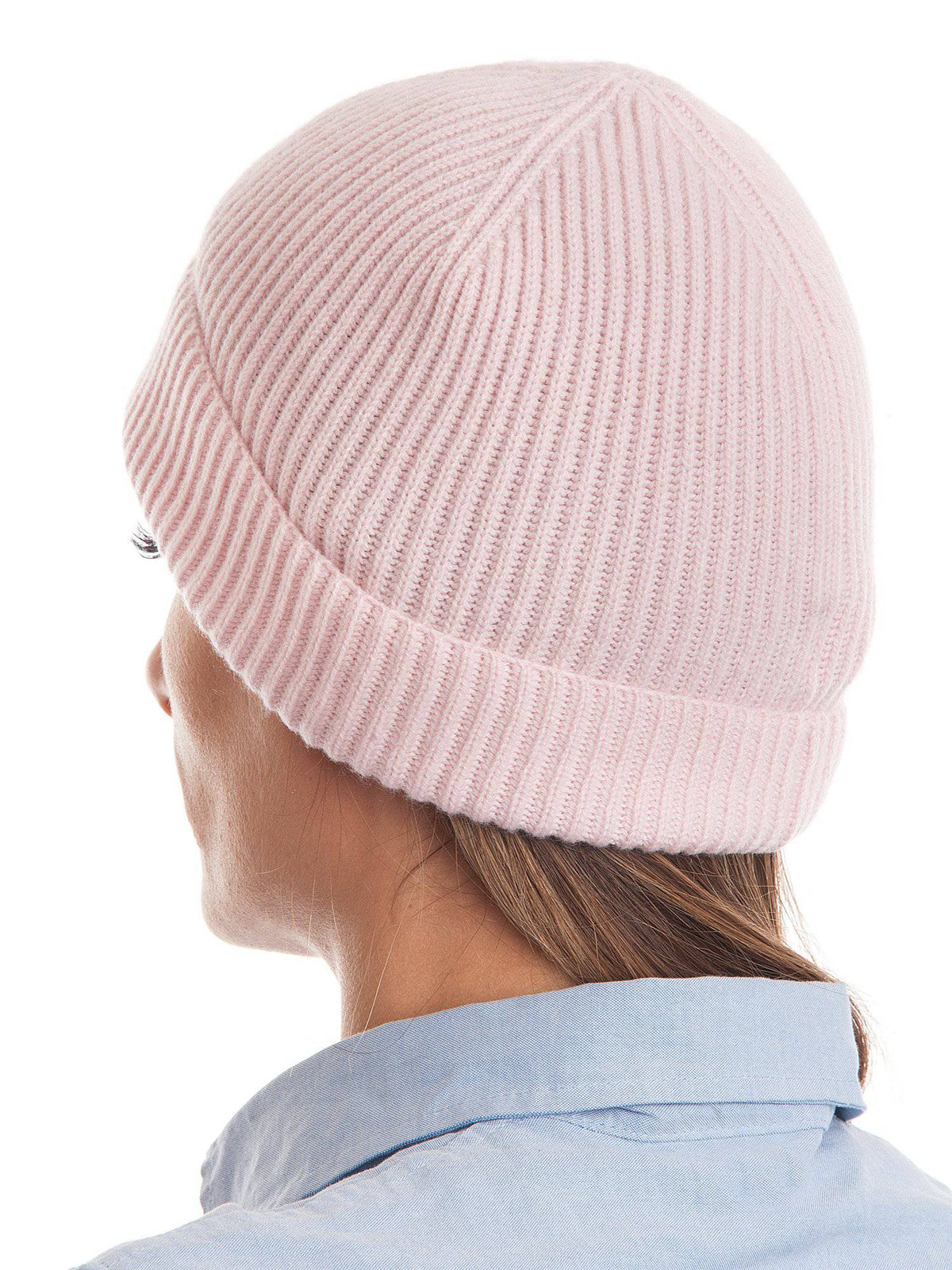 Women's fisherman's rib 100% cashmere beanie, colour Pink | Dalle Piane Cashmere