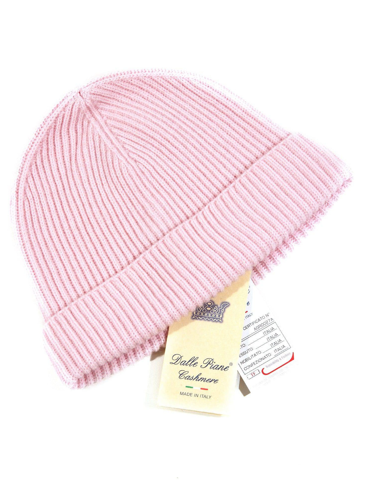 Women's fisherman's rib 100% cashmere beanie, colour Pink, view 2 | Dalle Piane Cashmere