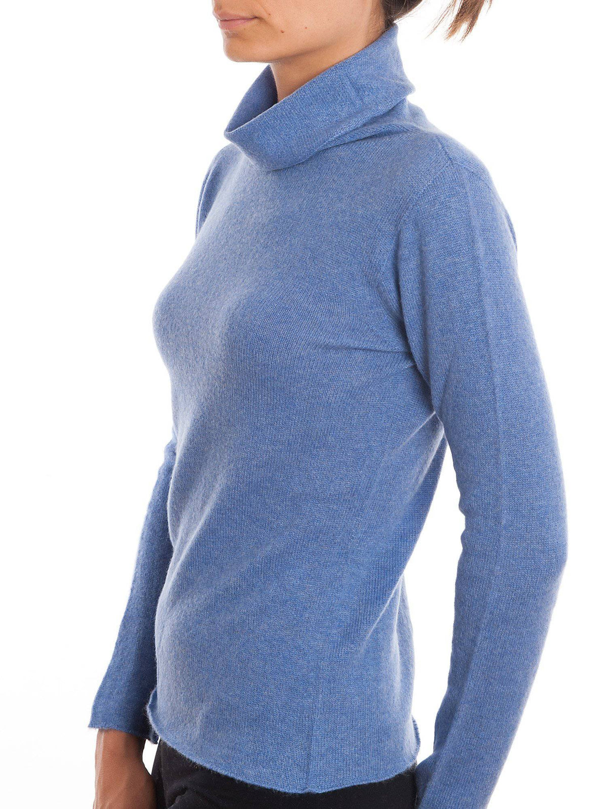 Women's 100% cashmere turtleneck, colour Light Blue, view 2 | Dalle Piane Cashmere