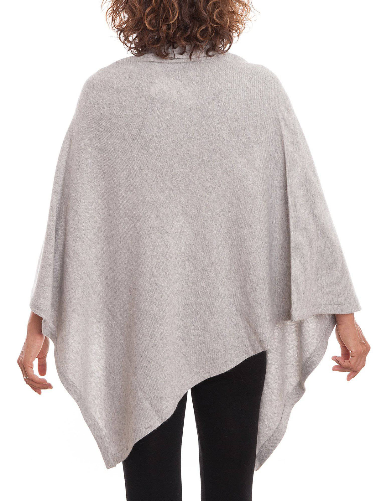 Cashmere blend poncho with buttons, colour Grey, view 3 | Dalle Piane Cashmere