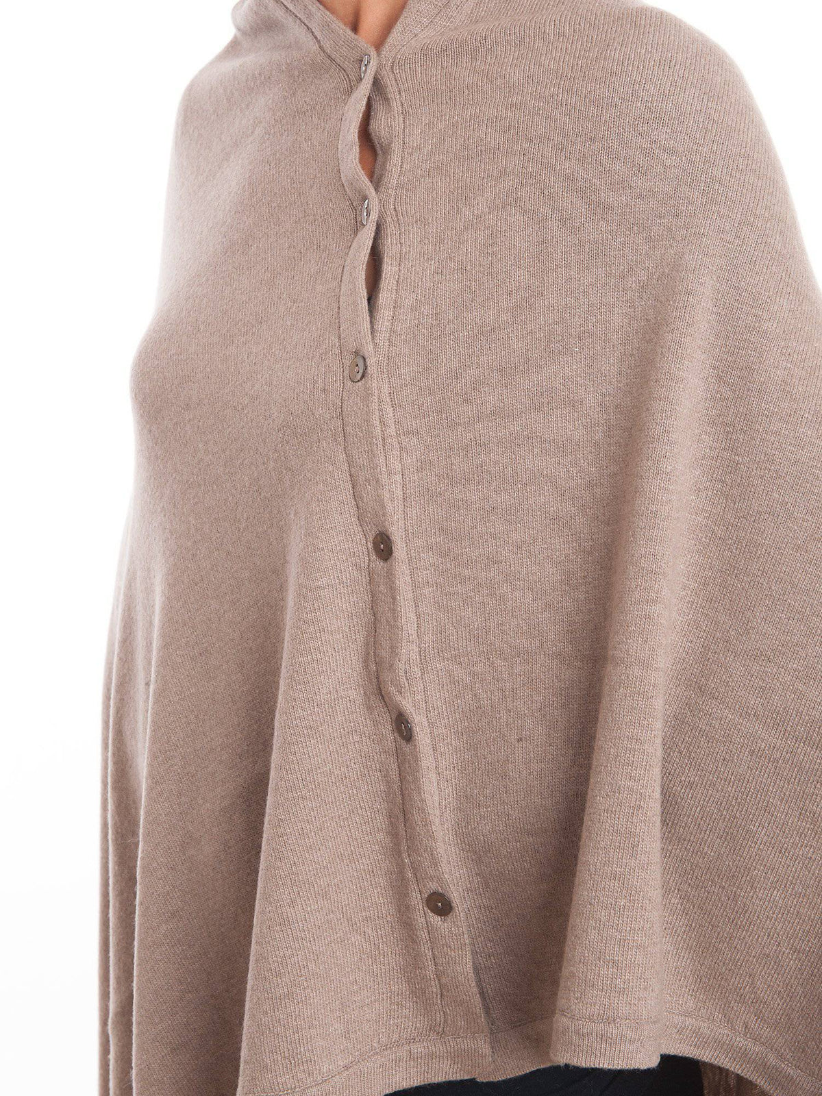 Cashmere blend poncho with buttons, colour Mink, view 4 | Dalle Piane Cashmere