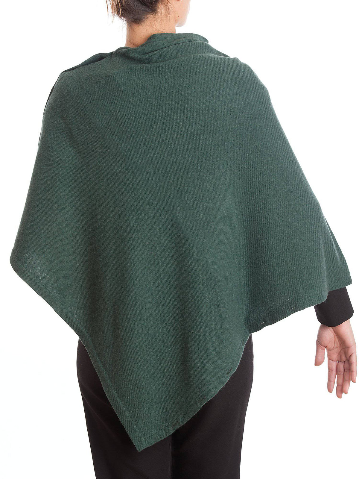 Cashmere blend poncho with buttons, colour Green, view 3 | Dalle Piane Cashmere