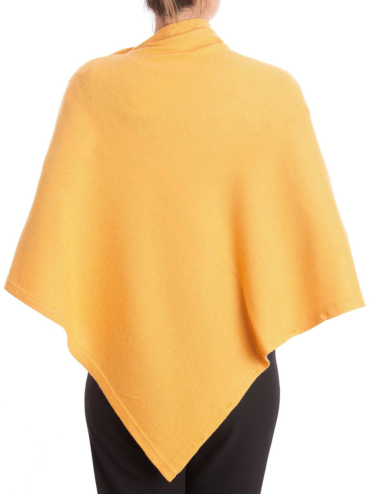 Cashmere blend poncho with buttons, colour Yellow, view 3 | Dalle Piane Cashmere