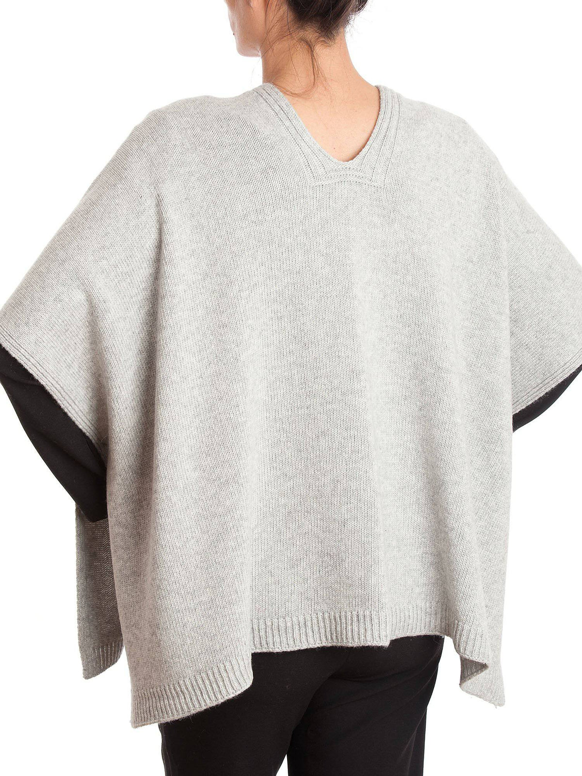 Cashmere blend cape with side buttons, colour Grey, view 4 | Dalle Piane Cashmere