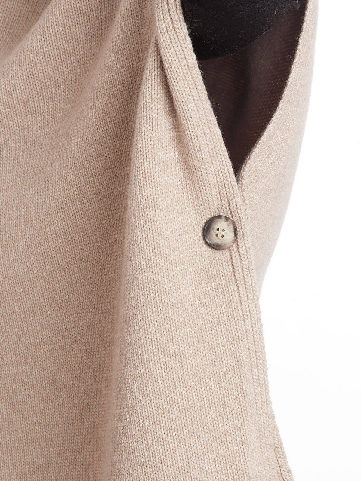 Cashmere blend cape with side buttons, colour Beige, view 3 | Dalle Piane Cashmere