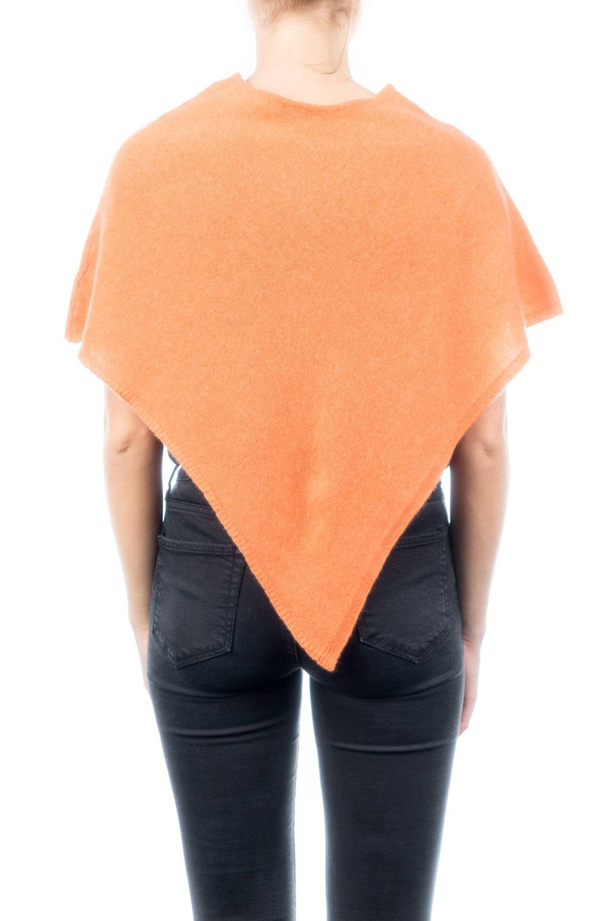 Short 100% cashmere poncho, colour Orange, view 3 | Dalle Piane Cashmere