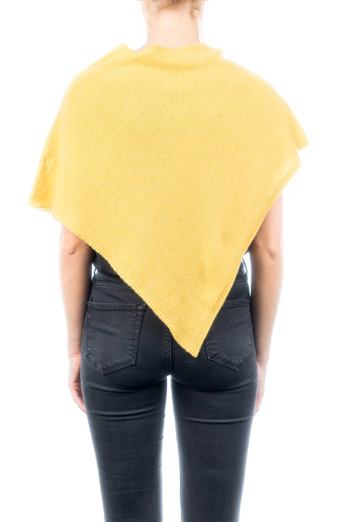 Short 100% cashmere poncho, colour Yellow, view 3 | Dalle Piane Cashmere