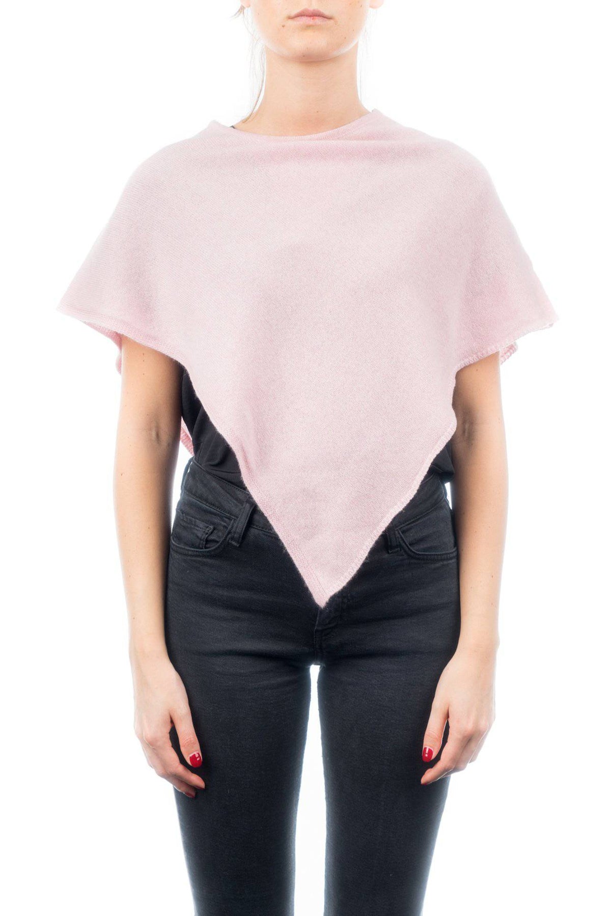 Short 100% cashmere poncho, colour Pink | Dalle Piane Cashmere