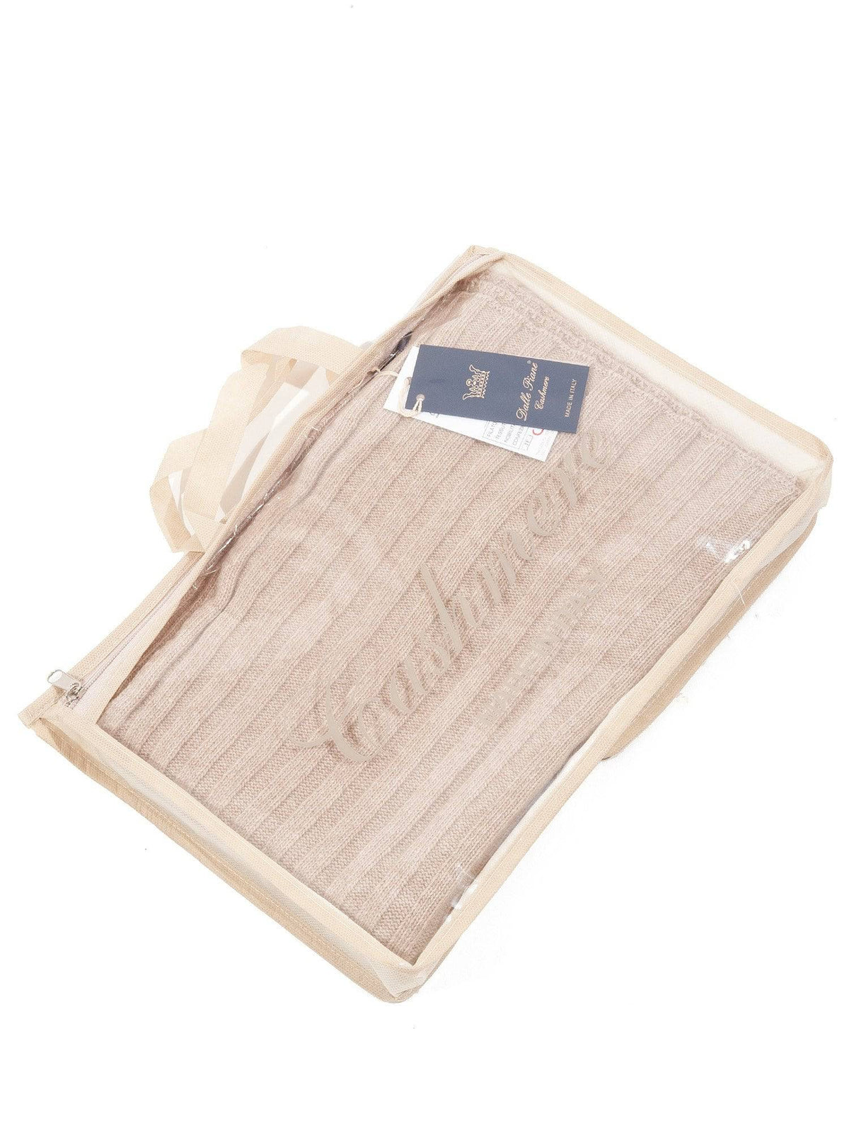Cashmere blend scarf and beanie set, colour Beige, view 5 | Dalle Piane Cashmere
