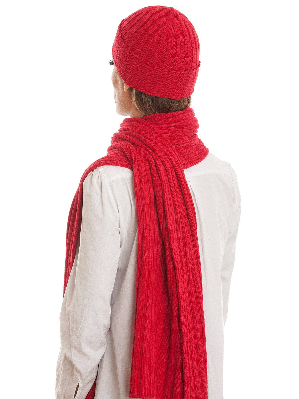 Cashmere blend scarf and beanie set, colour Red | Dalle Piane Cashmere