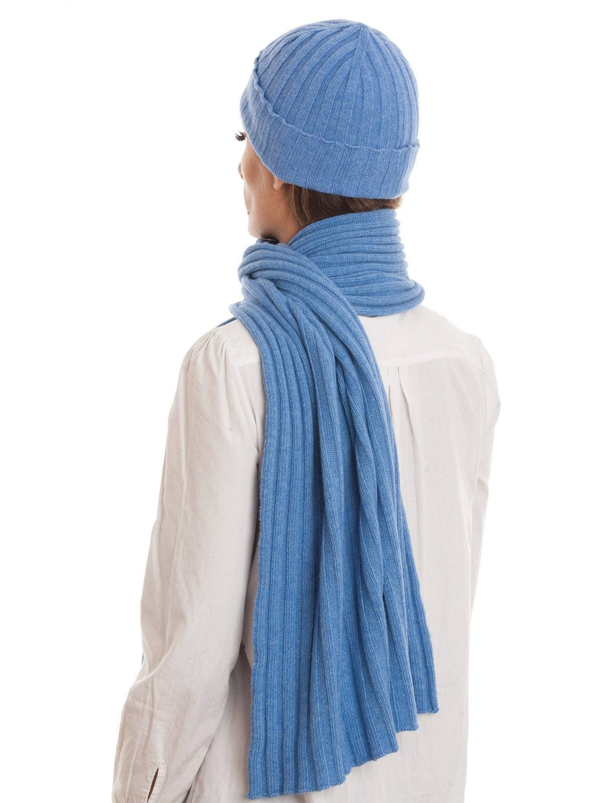 Cashmere blend scarf and beanie set, colour Light Blue | Dalle Piane Cashmere