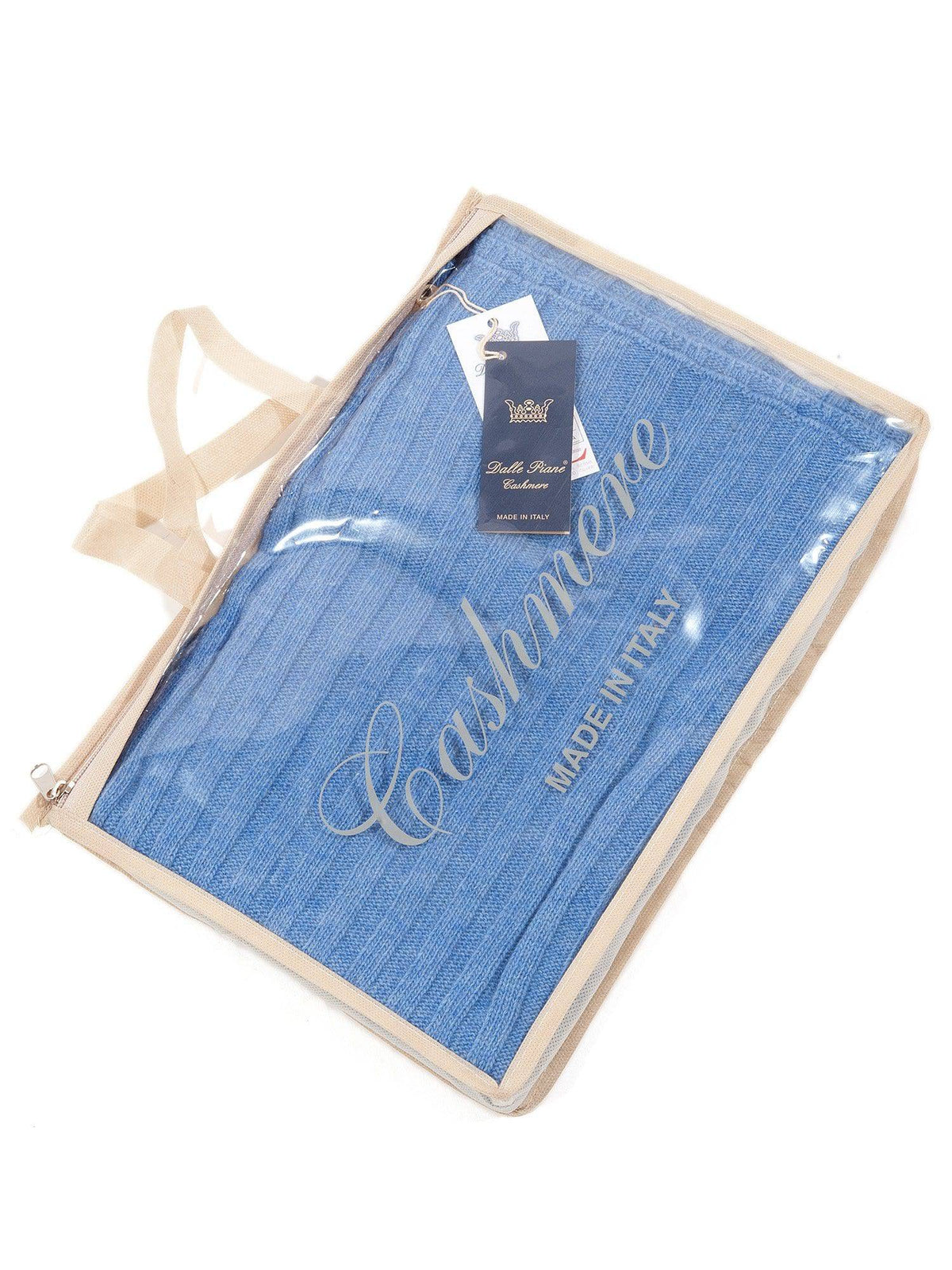 Cashmere blend scarf and beanie set, colour Light Blue, view 4 | Dalle Piane Cashmere