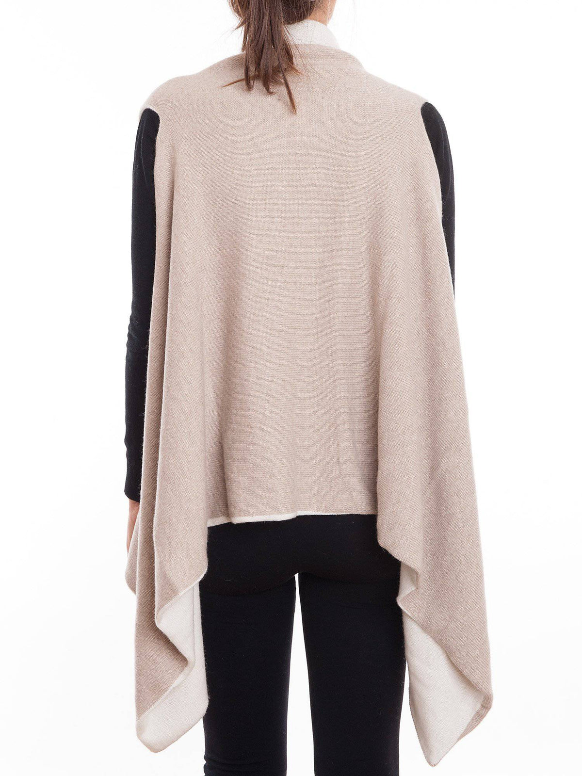 Women's reversible sleeveless cashmere blend cardigan, colour Beige-Cream, view 2 | Dalle Piane Cashmere