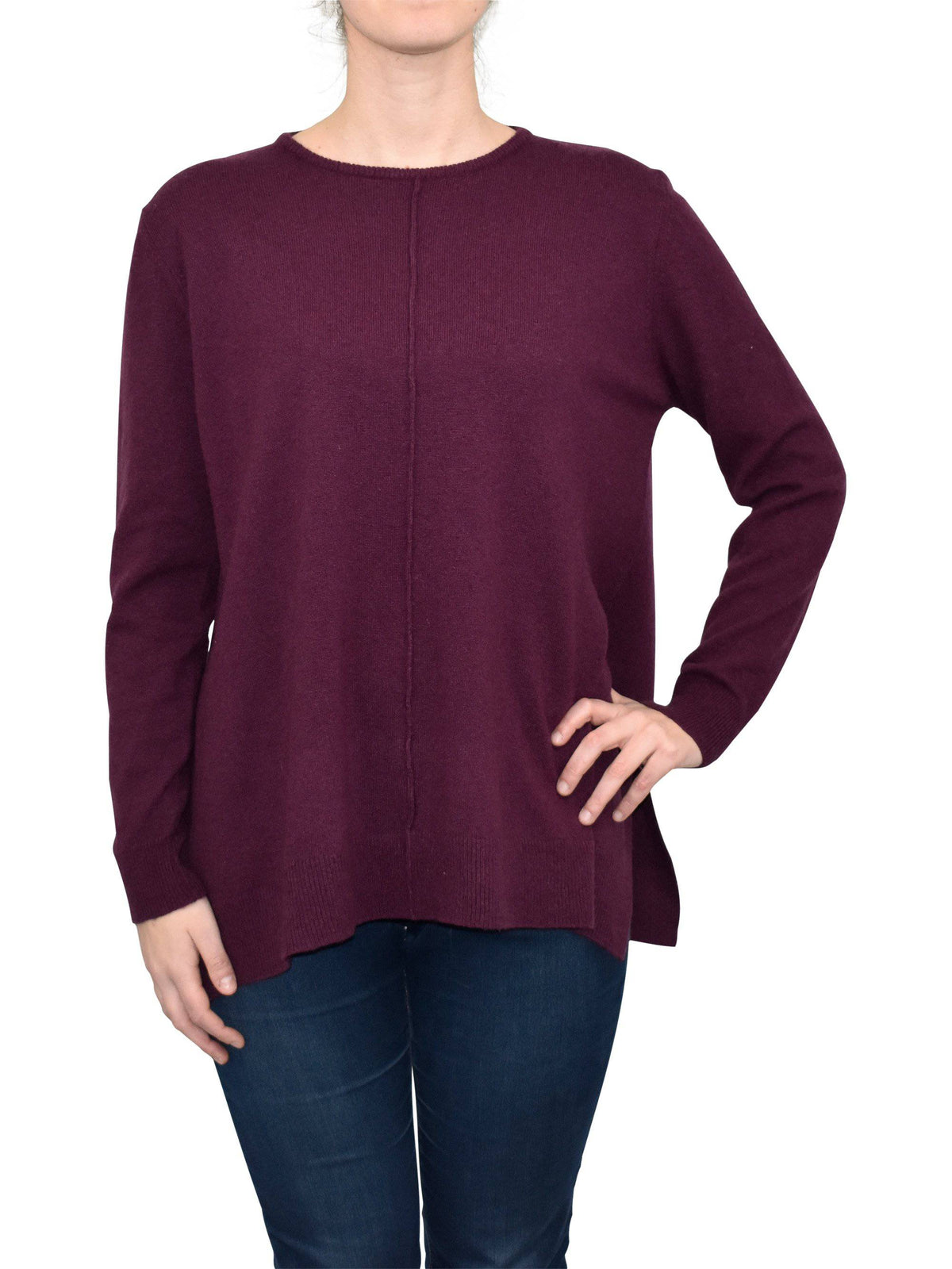 Women's A-line cashmere blend oversized sweater, colour Bordeaux | Dalle Piane Cashmere