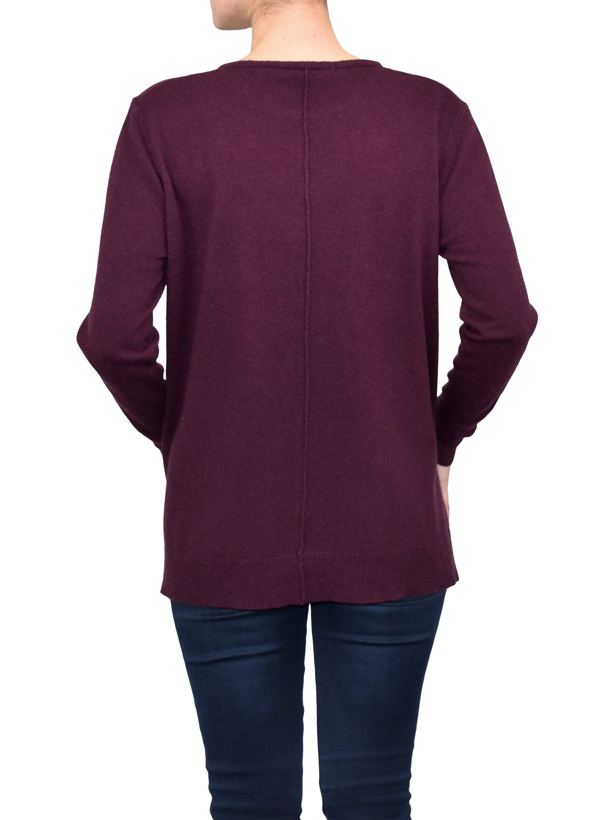 Women's A-line cashmere blend oversized sweater, colour Bordeaux, view 3 | Dalle Piane Cashmere