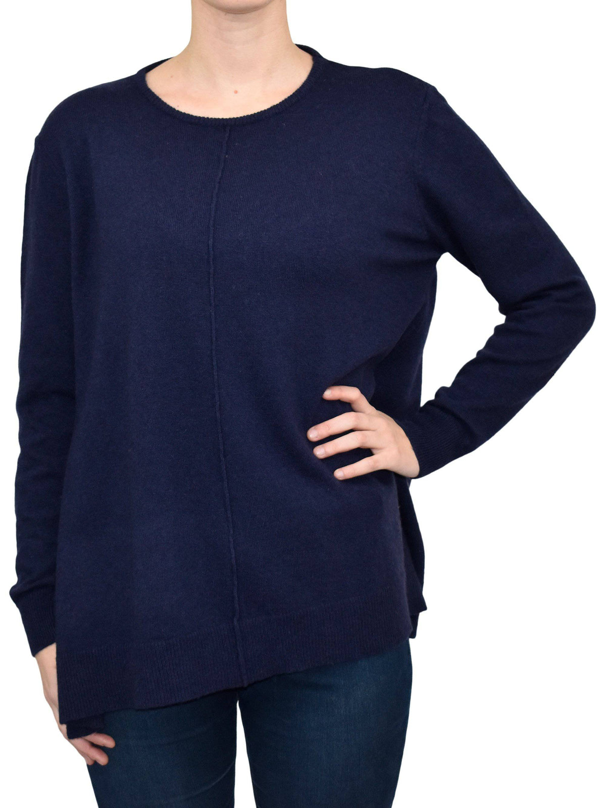 Women's A-line cashmere blend oversized sweater, colour Blue | Dalle Piane Cashmere