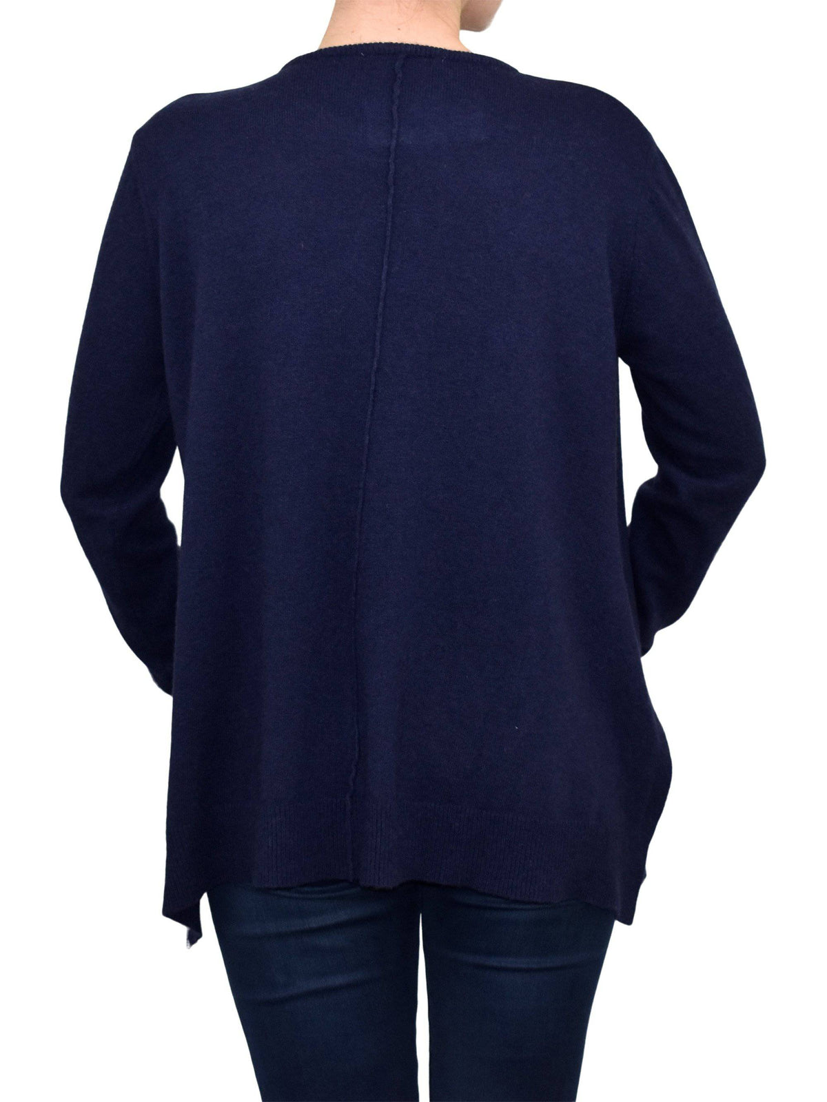 Women's A-line cashmere blend oversized sweater, colour Blue, view 3 | Dalle Piane Cashmere
