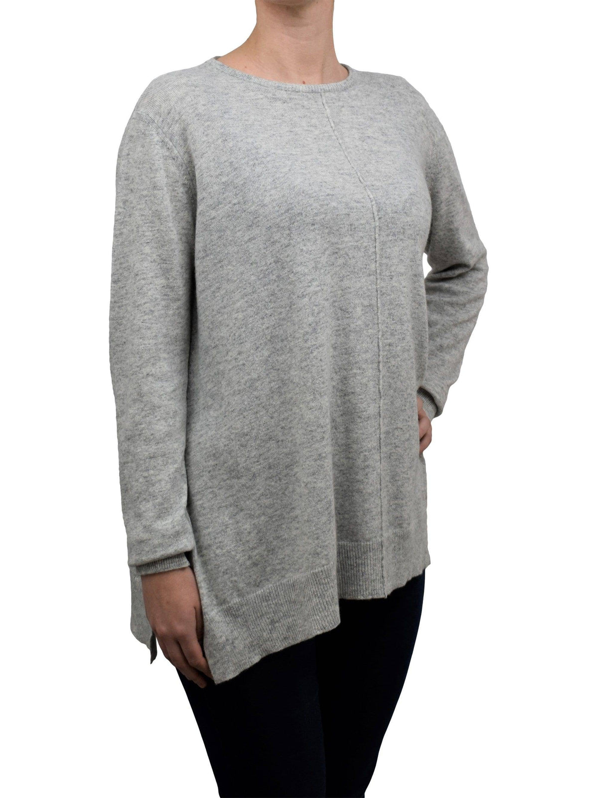 Women's A-line cashmere blend oversized sweater, colour Grey, view 2 | Dalle Piane Cashmere