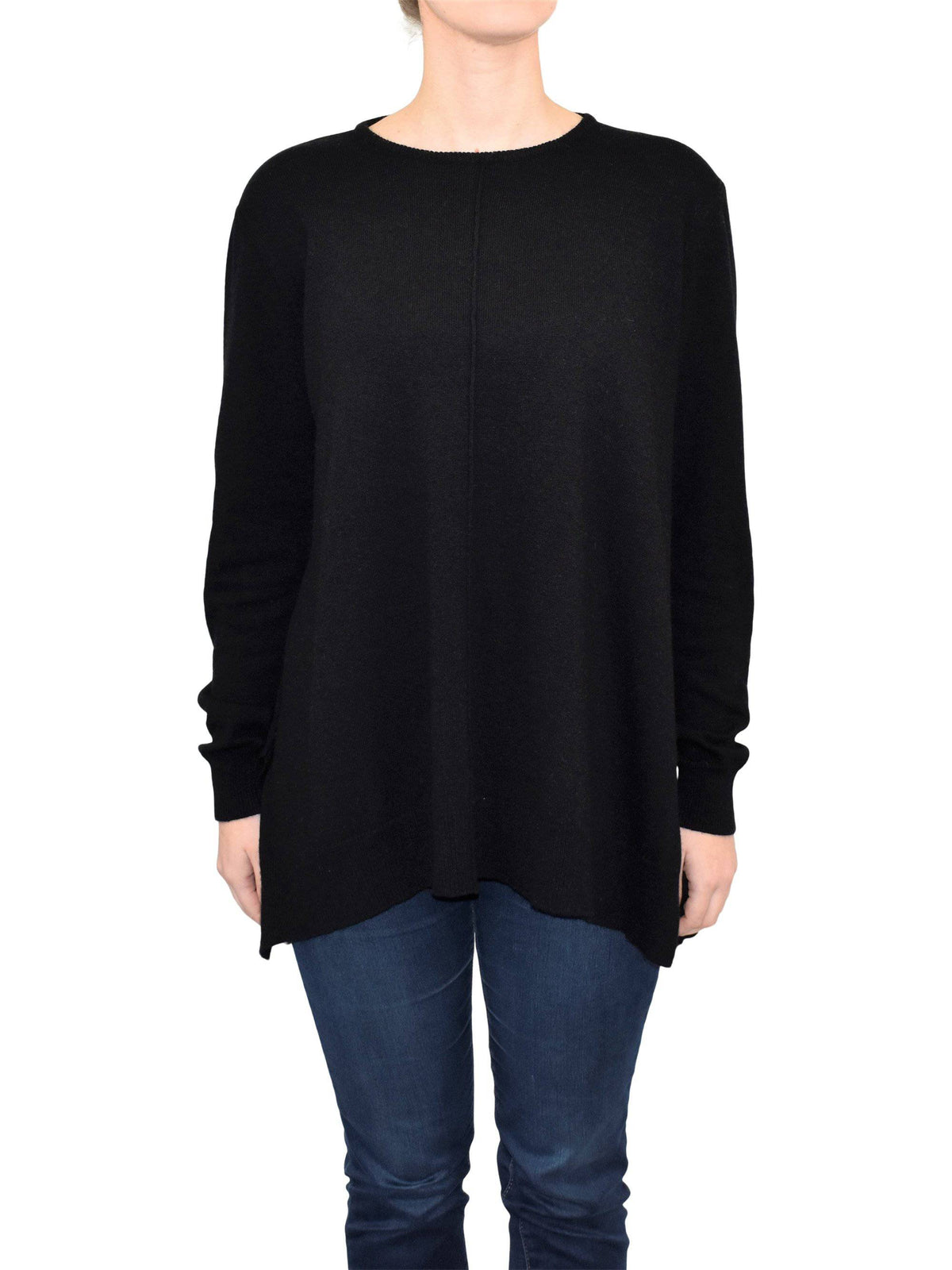 Women's A-line cashmere blend oversized sweater, colour Black | Dalle Piane Cashmere
