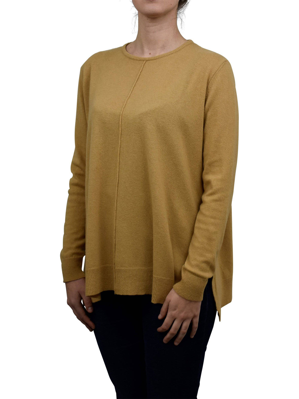 Women's A-line cashmere blend oversized sweater, colour Camel, view 3 | Dalle Piane Cashmere