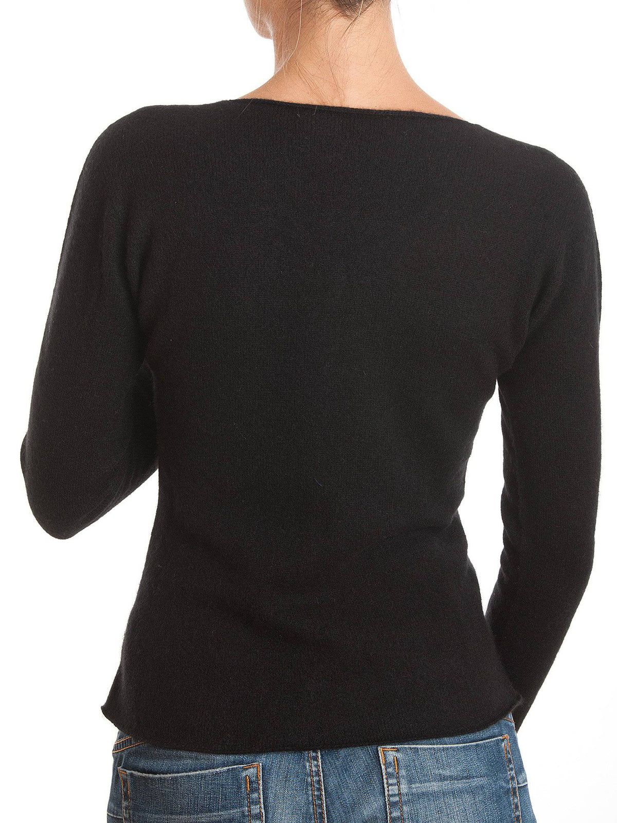 Women's 100% cashmere V-neck cardigan, colour Black, view 4 | Dalle Piane Cashmere