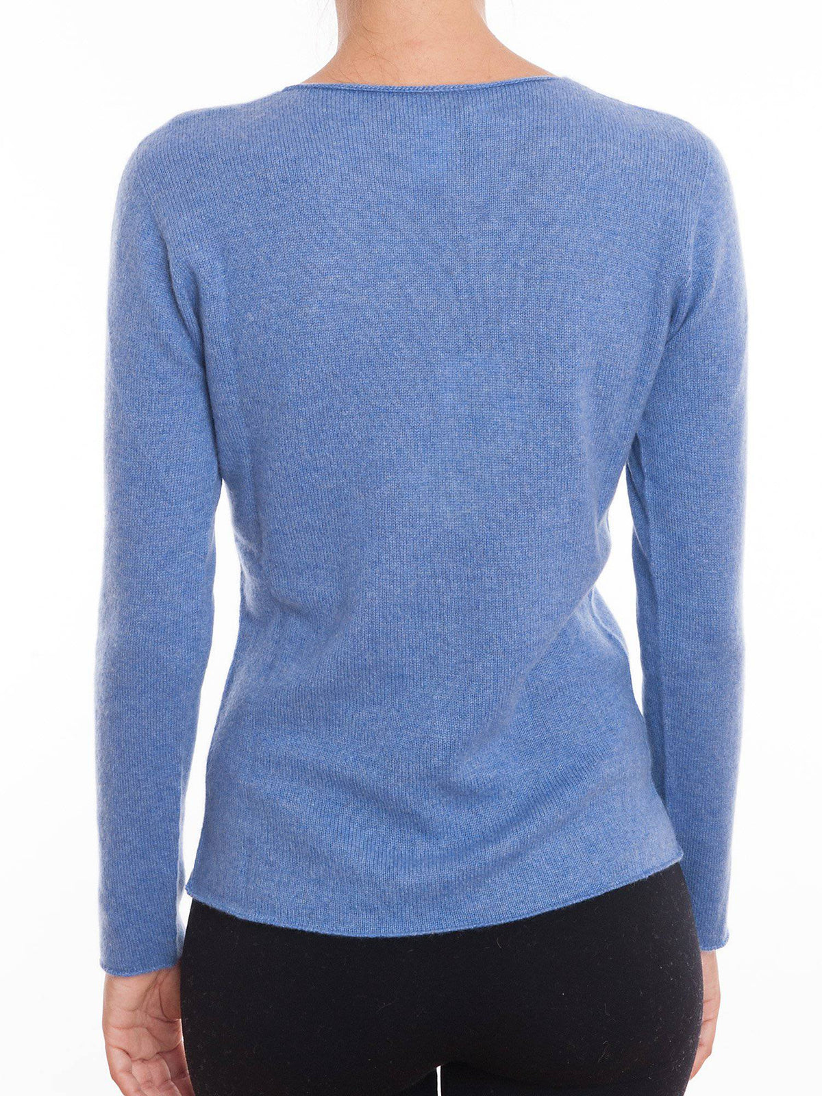Women's 100% cashmere V-neck cardigan, colour Light Blue, view 4 | Dalle Piane Cashmere