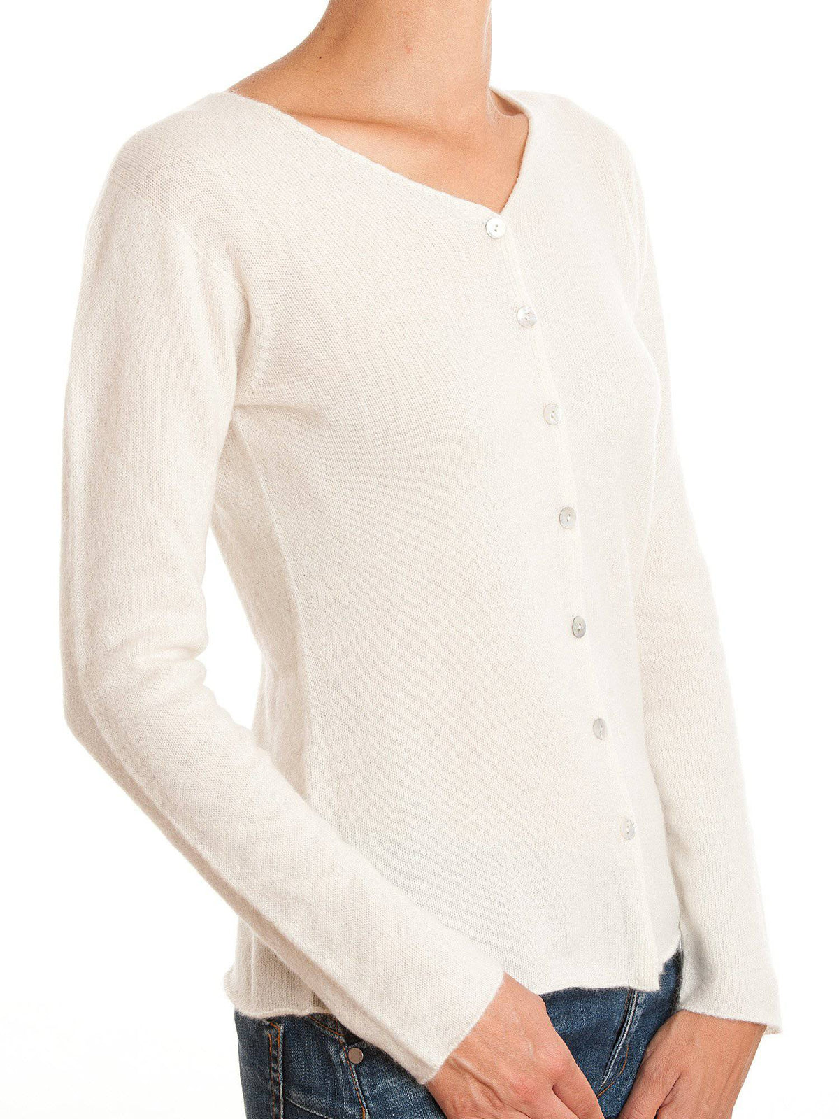 Women's 100% cashmere V-neck cardigan, colour Blue, view 6 | Dalle Piane Cashmere
