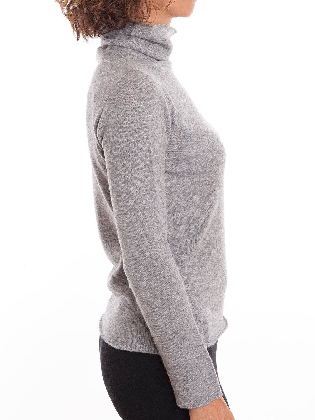 Women's 100% cashmere turtleneck, colour Grey, view 3 | Dalle Piane Cashmere