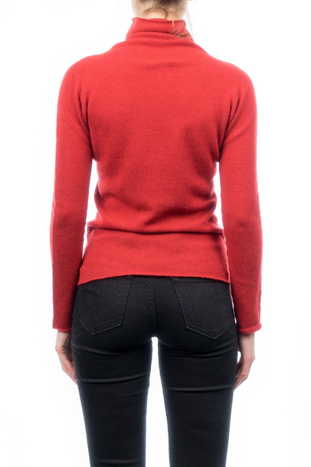 Women's 100% cashmere turtleneck, colour Red, view 3 | Dalle Piane Cashmere
