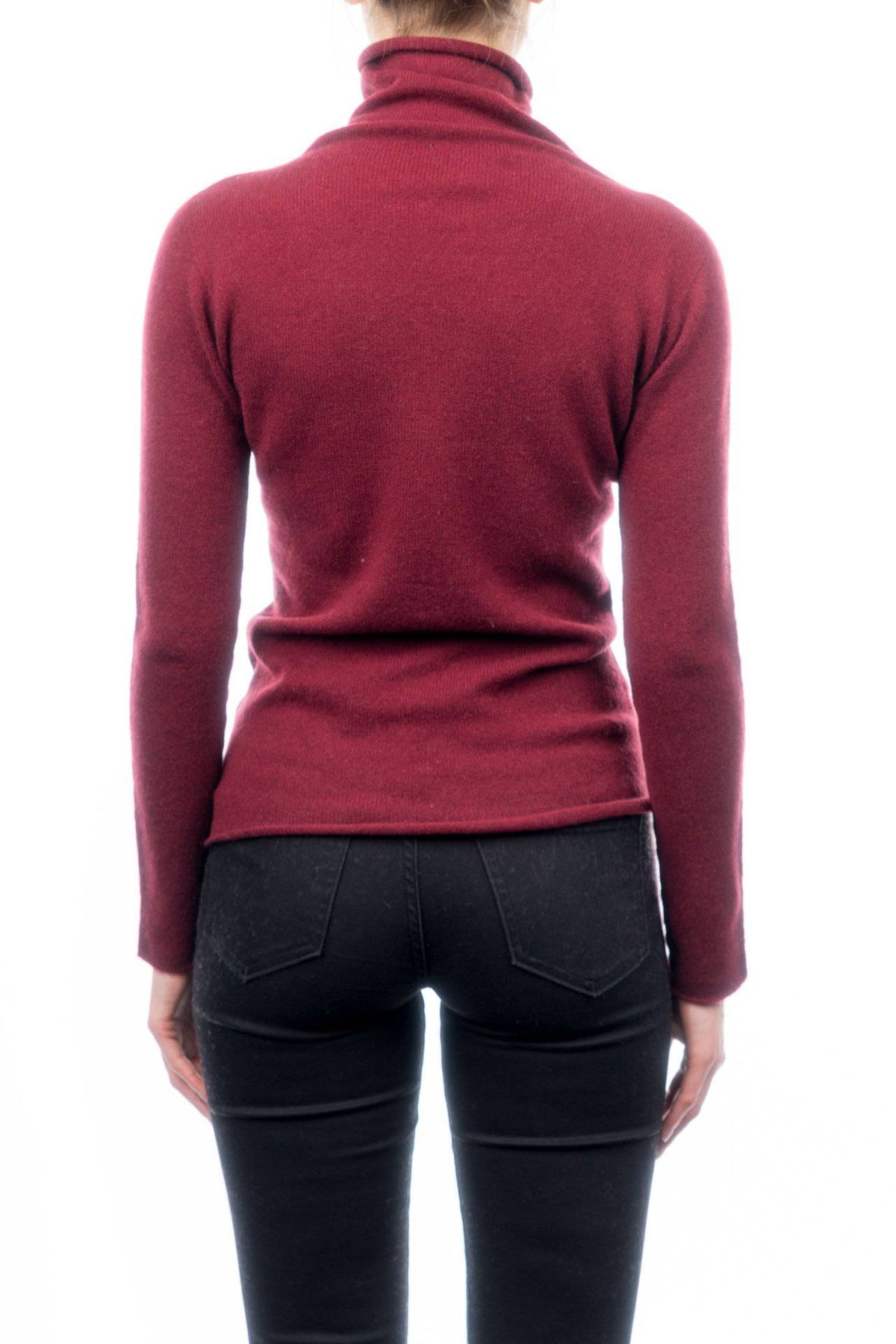 Women's 100% cashmere turtleneck, colour Bordeaux, view 3 | Dalle Piane Cashmere