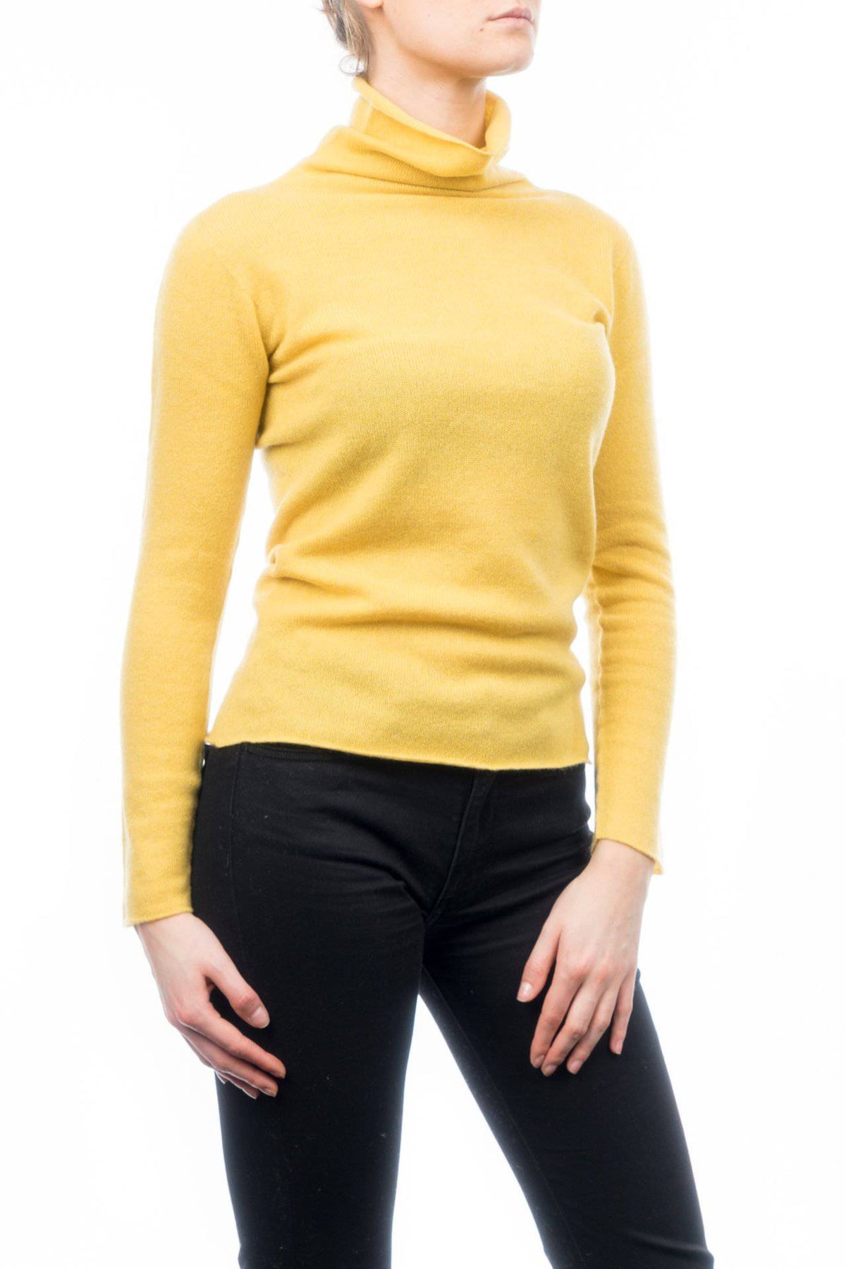 Women's 100% cashmere turtleneck, colour Yellow, view 2 | Dalle Piane Cashmere