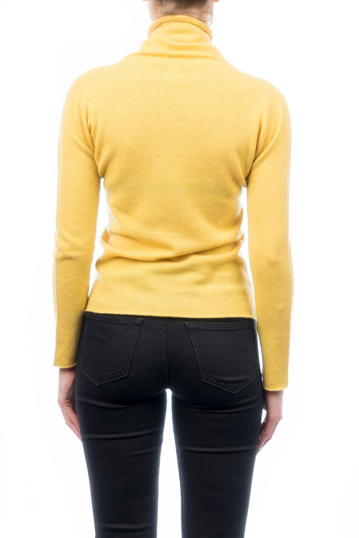 Women's 100% cashmere turtleneck, colour Yellow, view 3 | Dalle Piane Cashmere