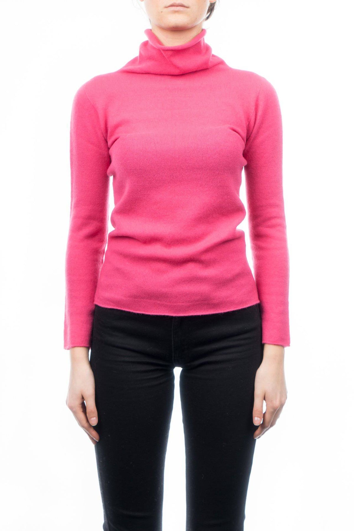 Women's 100% cashmere turtleneck, colour Fuchsia | Dalle Piane Cashmere