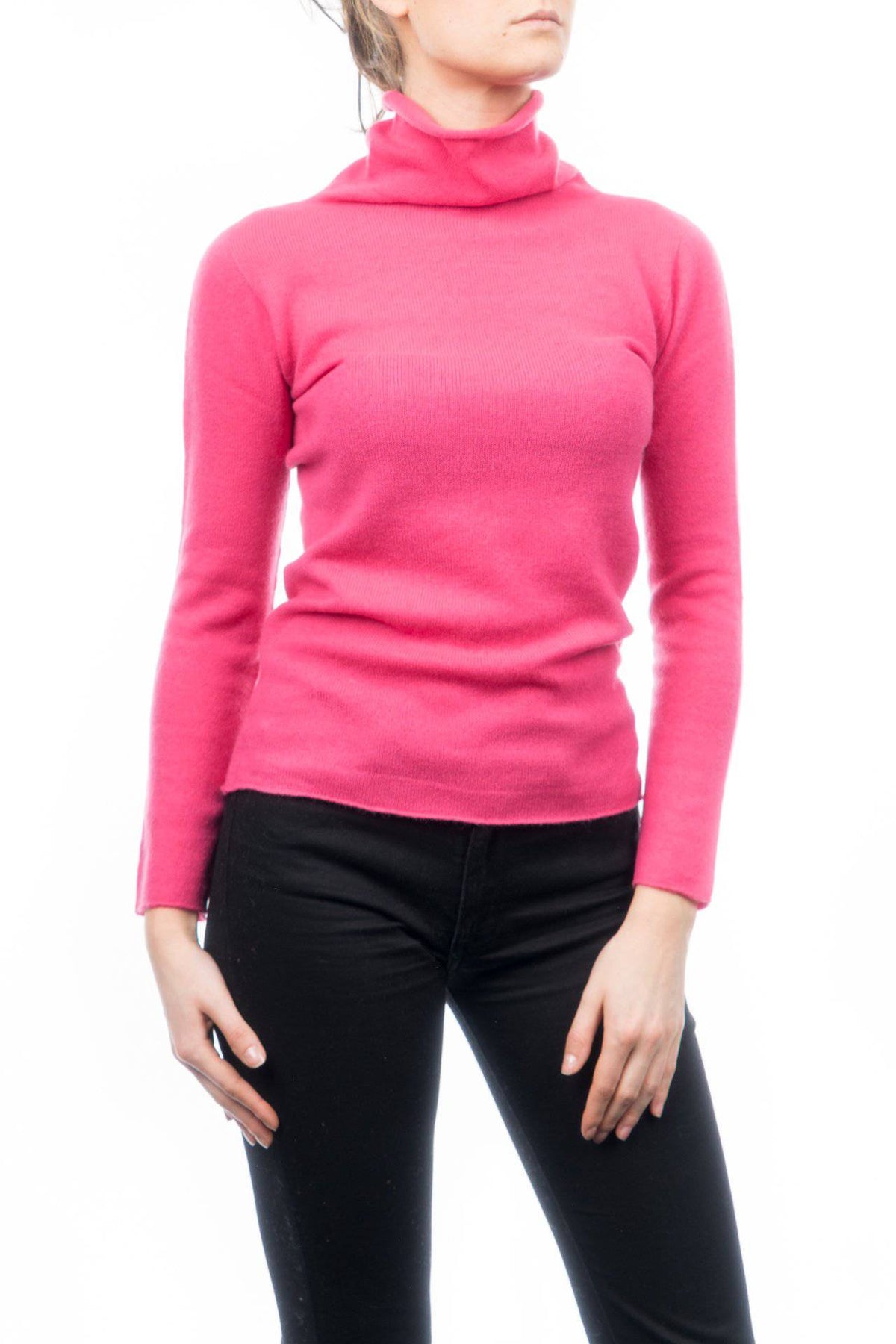 Women's 100% cashmere turtleneck, colour Fuchsia, view 2 | Dalle Piane Cashmere