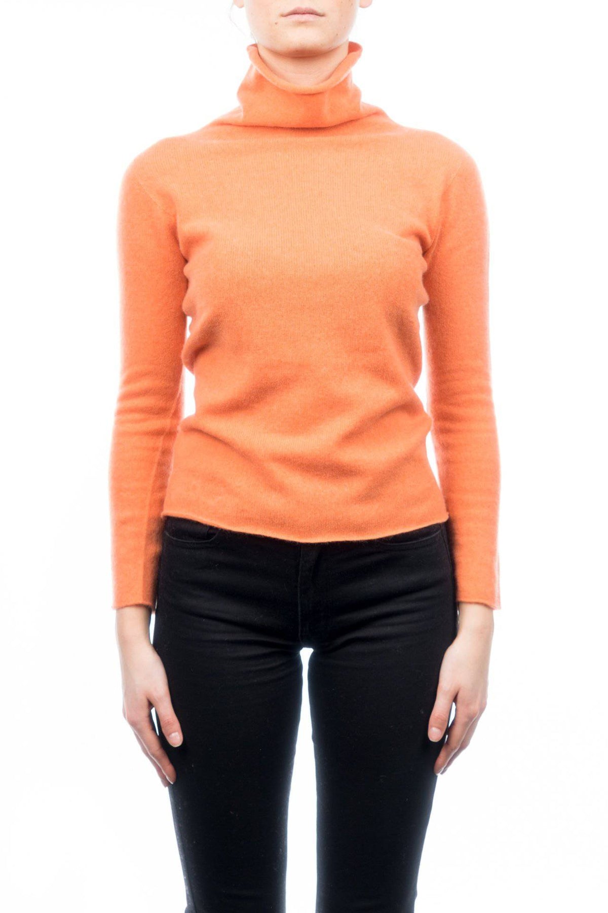 Women's 100% cashmere turtleneck, colour Orange | Dalle Piane Cashmere