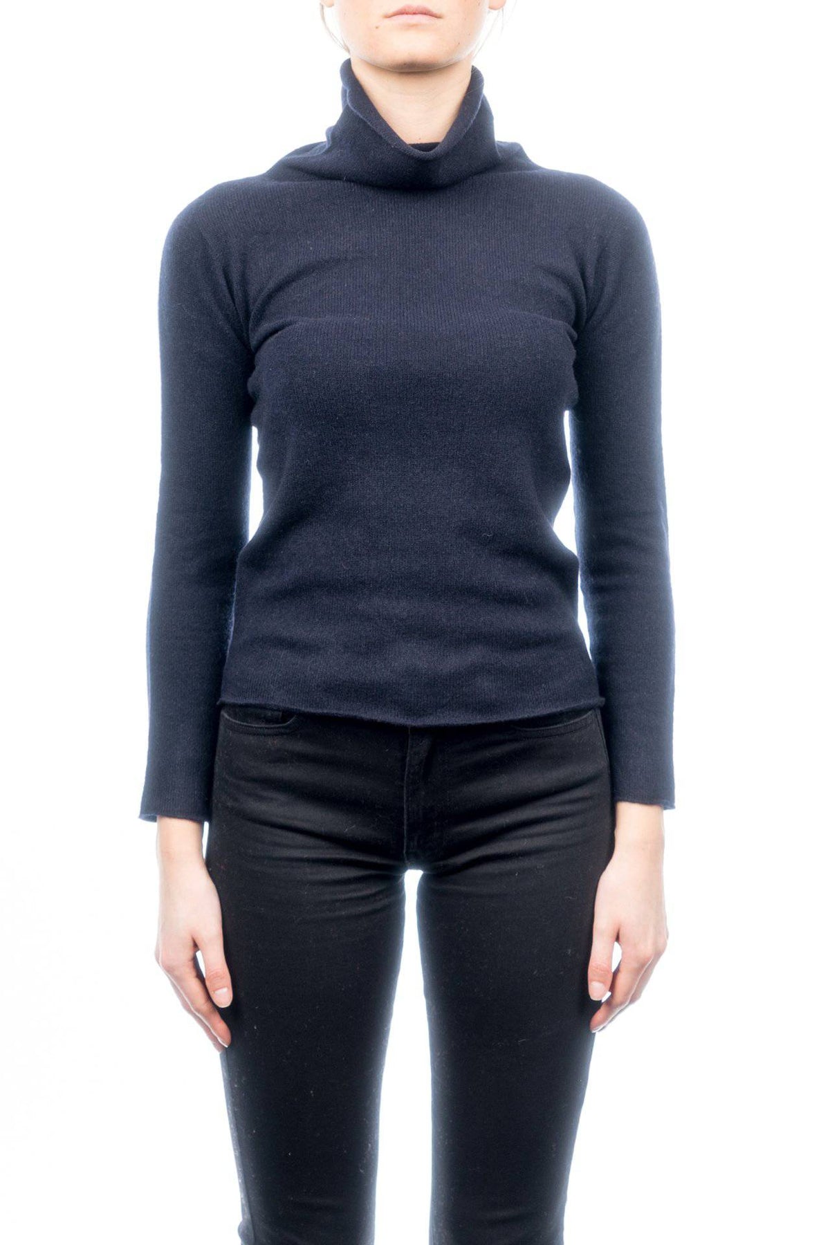 Women's 100% cashmere turtleneck, colour Blue | Dalle Piane Cashmere