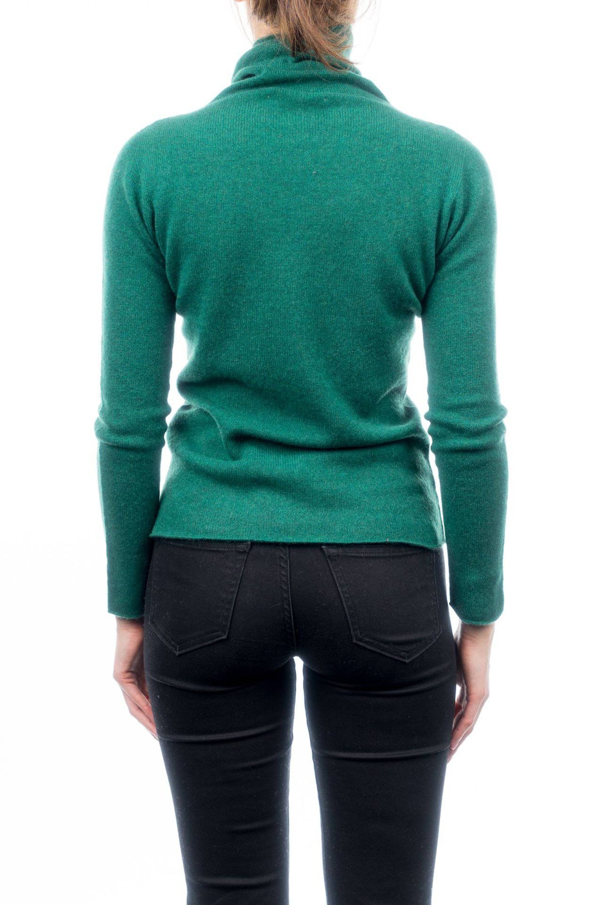 Women's 100% cashmere turtleneck, colour Green, view 3 | Dalle Piane Cashmere