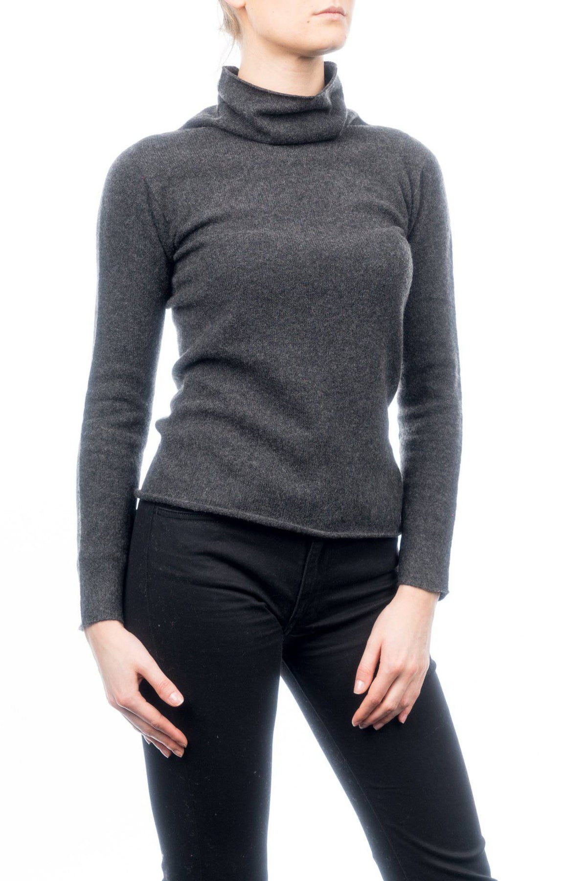 Women's 100% cashmere turtleneck, colour Anthracite, view 2 | Dalle Piane Cashmere