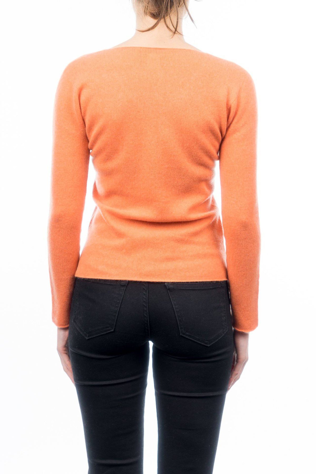 Women's 100% cashmere V-neck, colour Orange, view 3 | Dalle Piane Cashmere