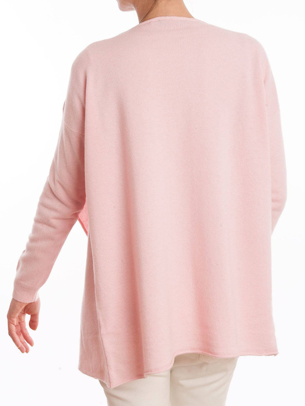 Women's asymmetric cashmere blend cardigan, colour Pink, view 3 | Dalle Piane Cashmere