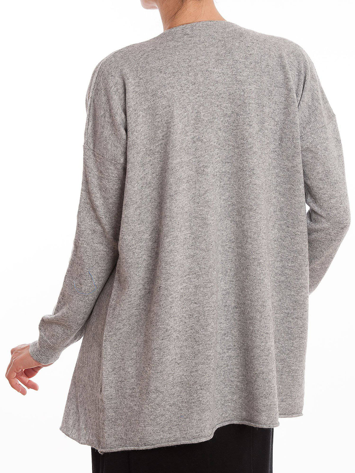 Women's asymmetric cashmere blend cardigan, colour Grey, view 3 | Dalle Piane Cashmere