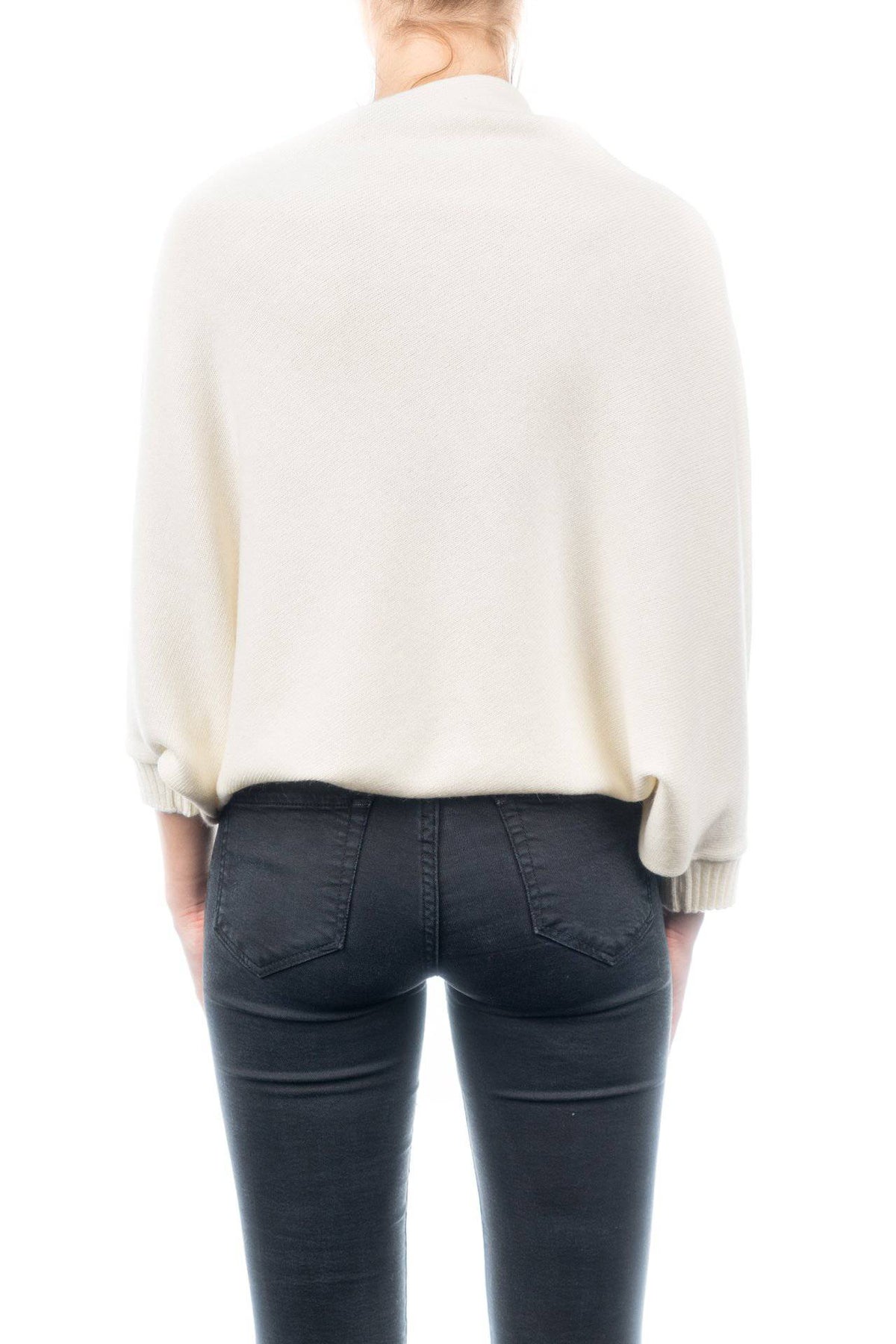 Cashmere blend poncho with sleeves, colour Cream, view 3 | Dalle Piane Cashmere