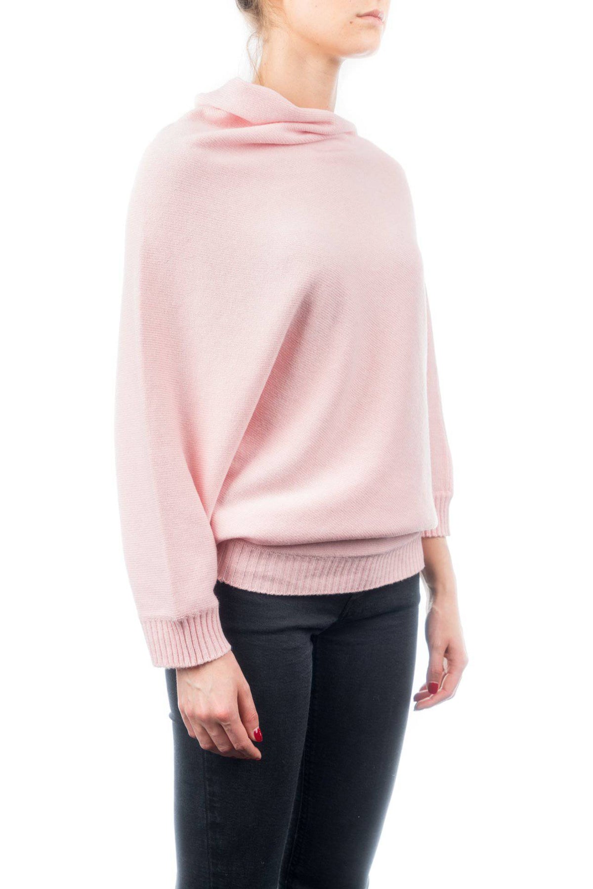 Cashmere blend poncho with sleeves, colour Pink, view 2 | Dalle Piane Cashmere