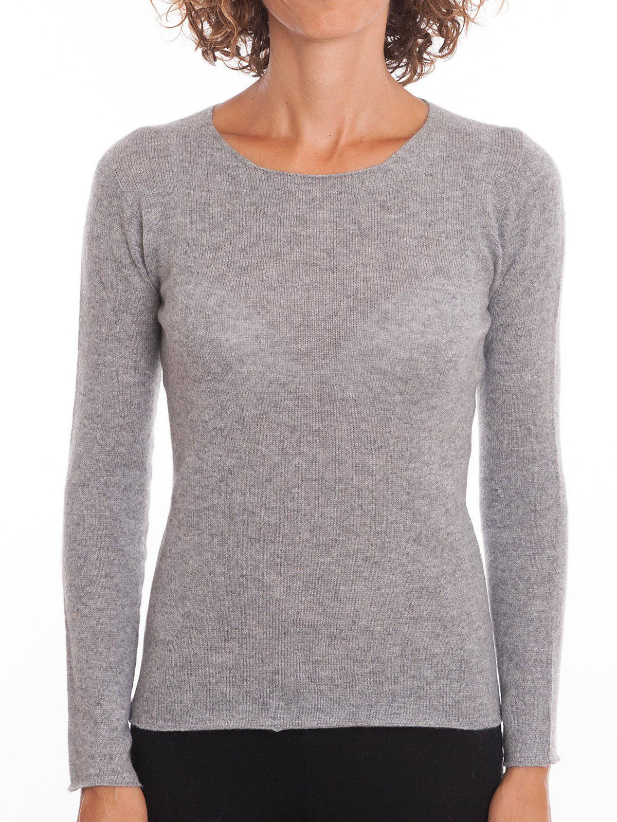 Women's 100% cashmere crewneck, colour Grey | Dalle Piane Cashmere