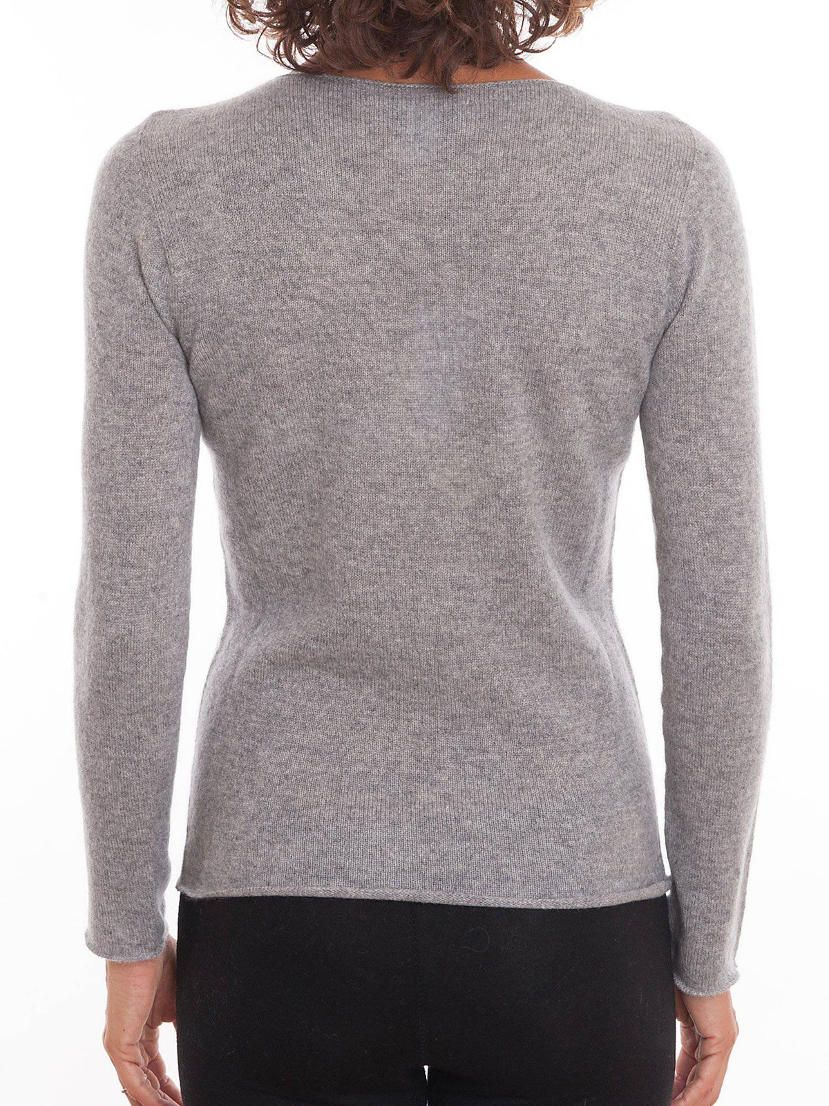 Women's 100% cashmere crewneck, colour Grey, view 3 | Dalle Piane Cashmere